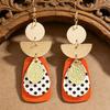 Retro Geometric Patchwork Polka Dot Leather Earrings: Colorful, Fashionable, Exaggerated Women's Dangle Ornaments