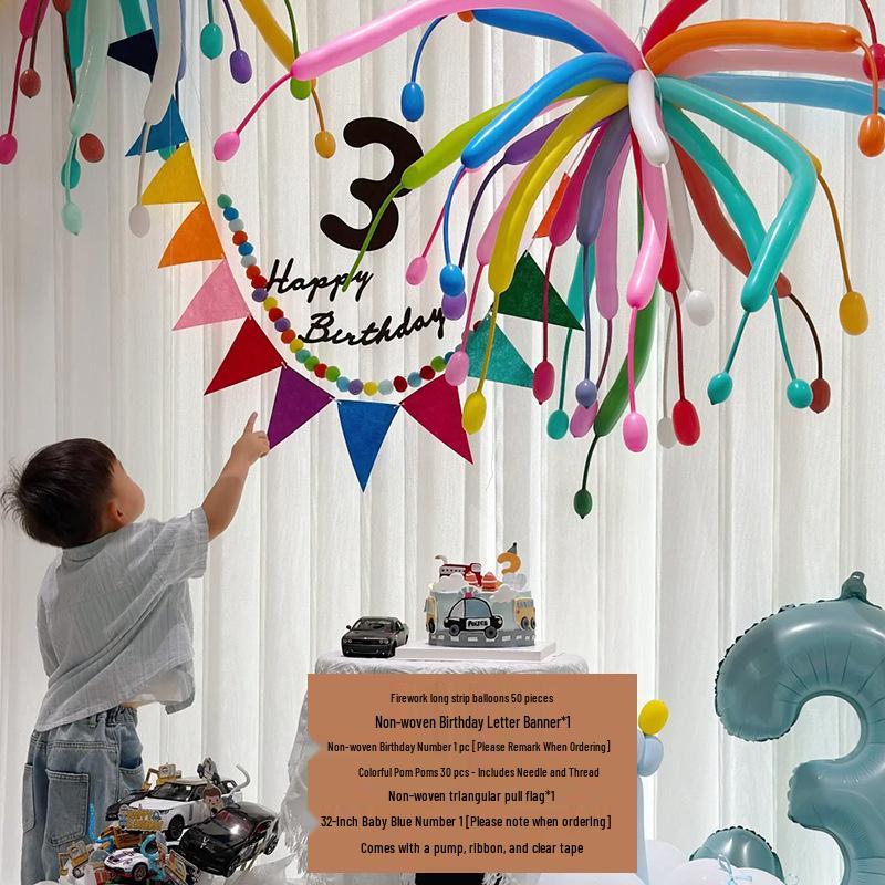 Colorful Dopamine Birthday Balloons and Backdrop for Kids' Party
