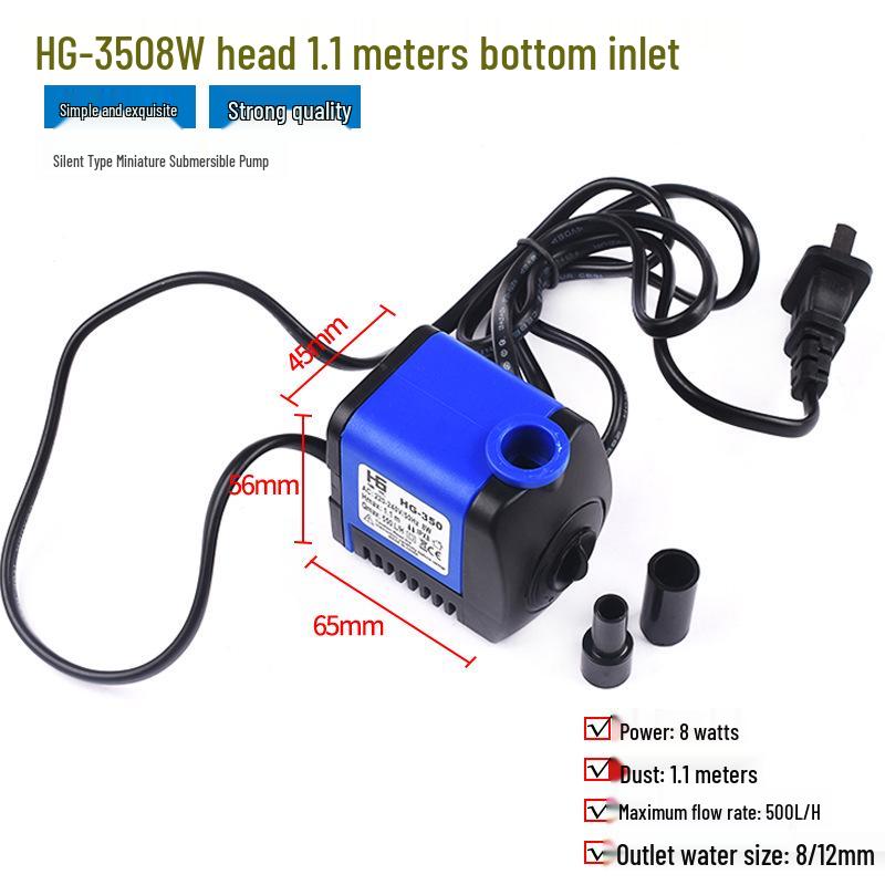 Leise 220V Mini-Tauchpumpe für Aquarium, Aquarium, Springbrunnen, Bonsai, mit Mikro-Umwälzung und Felsfilter.