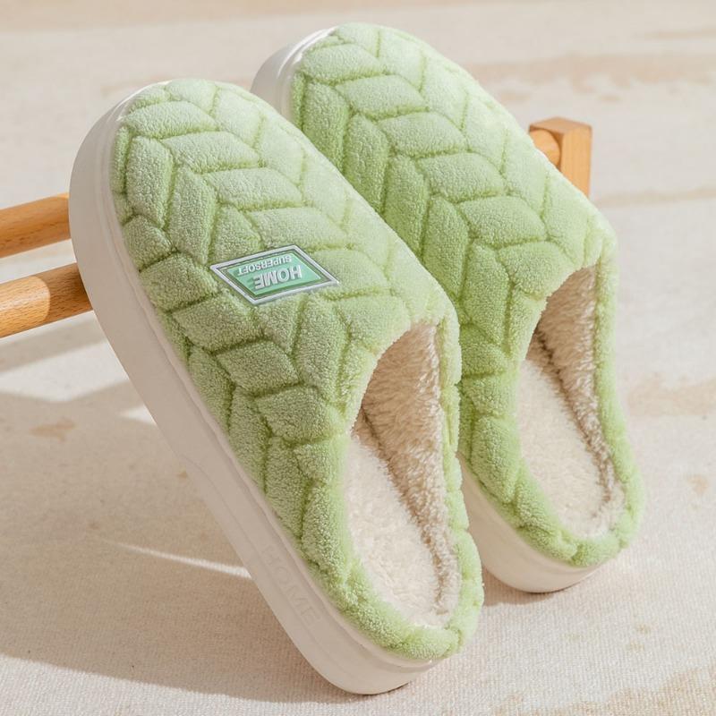 New Thickened Cotton Slippers for Women, Warm and Non-slip At Home In Autumn and Winter, Couple with Velvet Thick Bottom Cotton Mop for Men