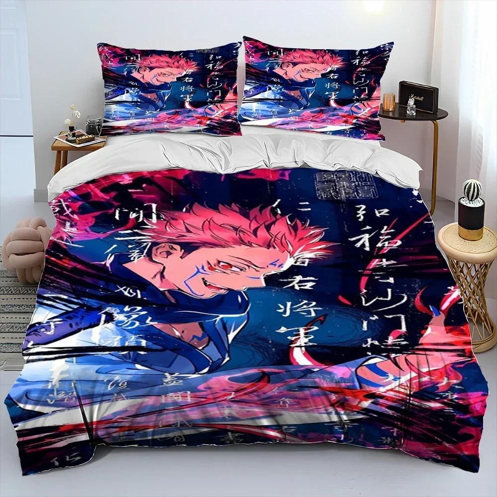 Comforter 3D Jujutsu Kaisen Anime Cartoon Bedding Set 3D Printed Suitable For Bedroom Kids Home Textile