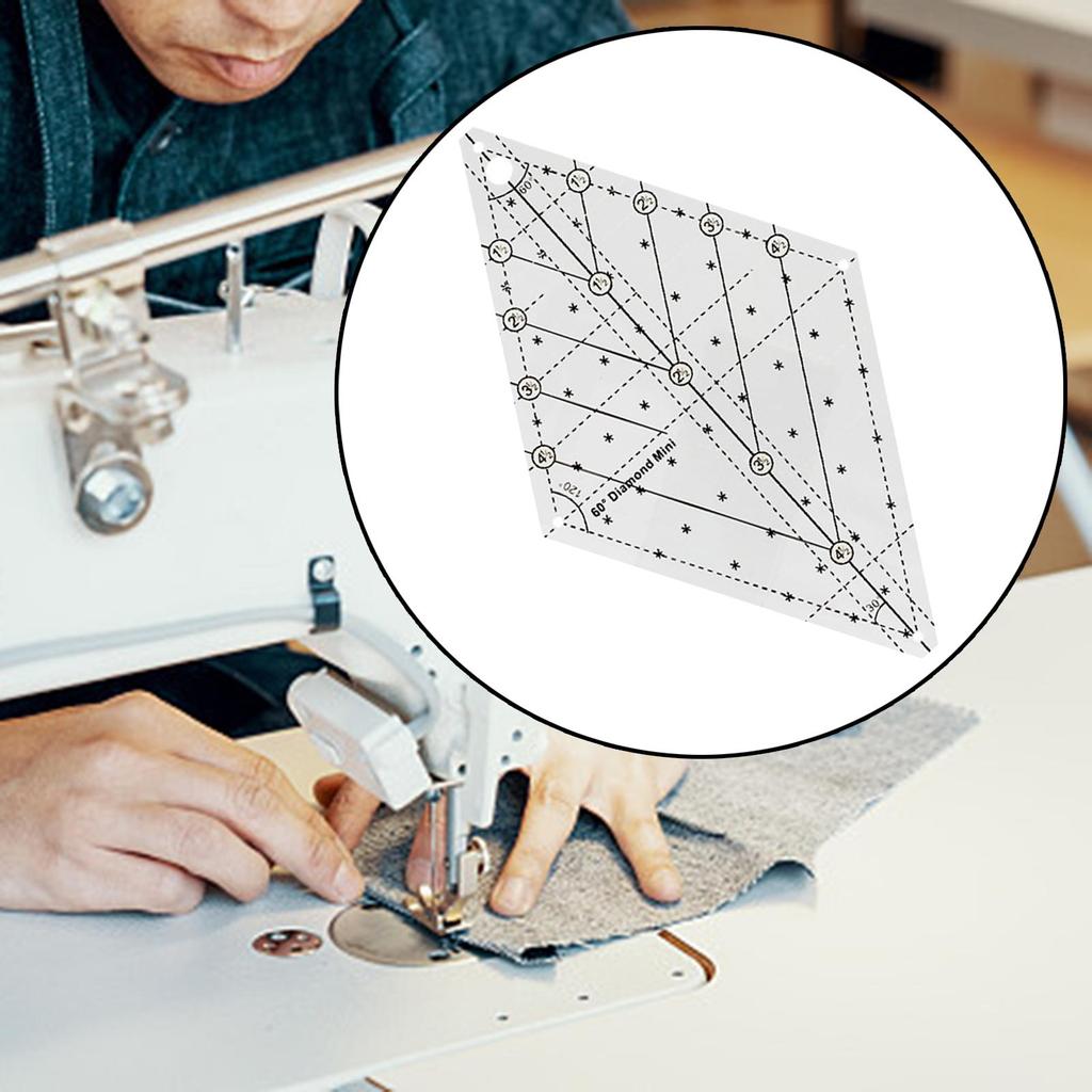 60 Degree Diamond Quilting Template Quilting Ruler Transparent for Quilter