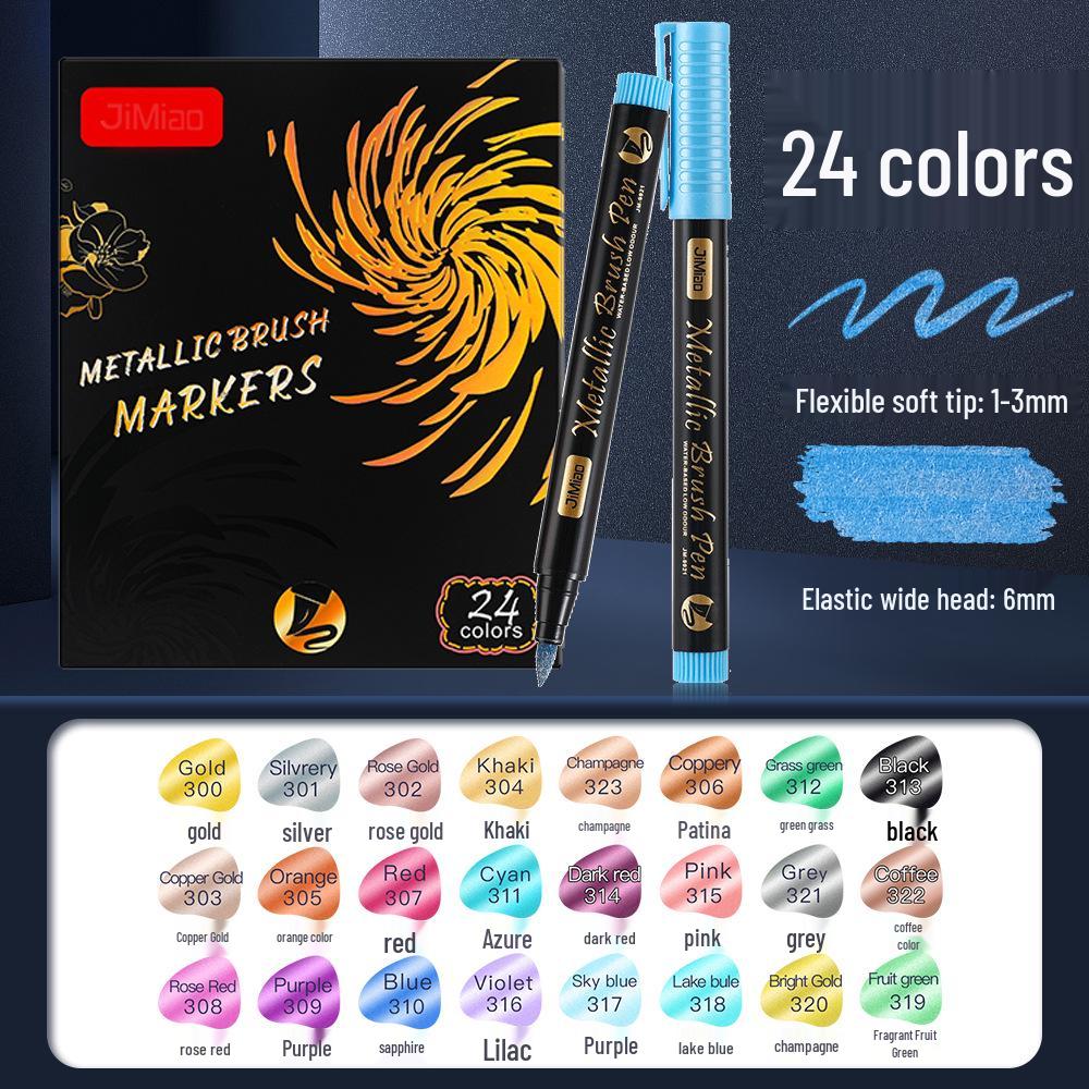 

Металлические акриловые кисти с двойным наконечником и глиттером: Водостойкий, Быстросохнущий и Невыцветающий.