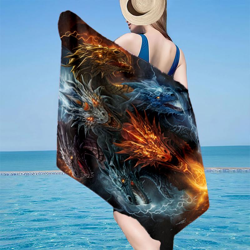 Epic Dragon Moonlit Sky Beach Towel, Super Soft Microfiber, Gift for Her/Him, Birthday, for Pool, Beach, Travel, Home Decor Fan gifts