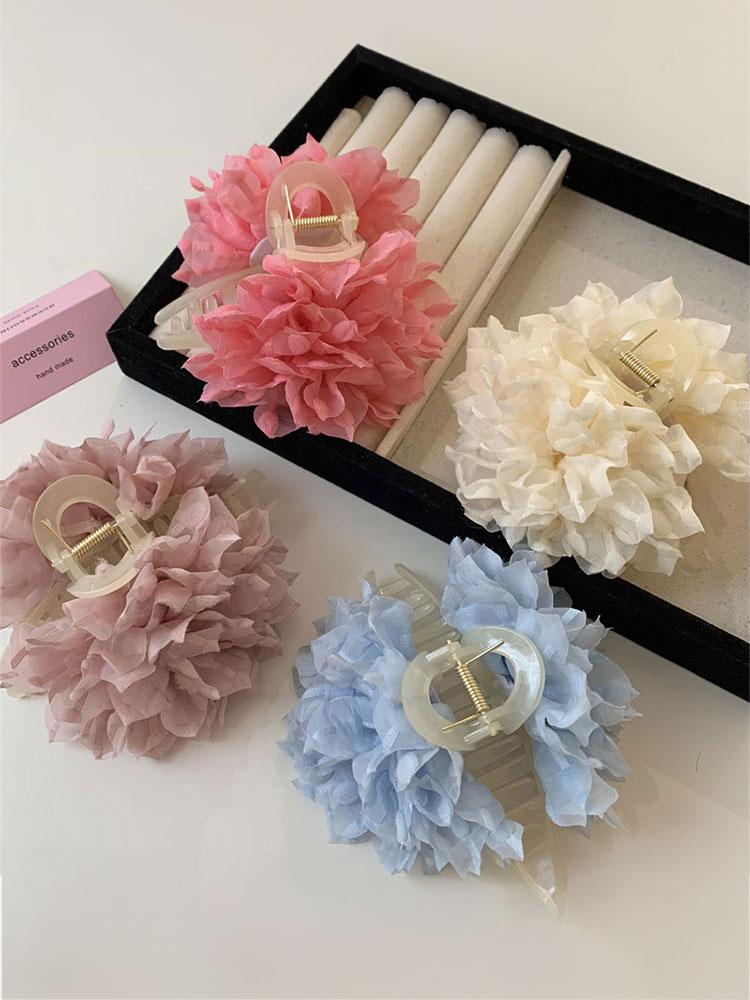Sweet And Elegant Three-Dimensional Mesh Flower Hairpin Headdress For Women