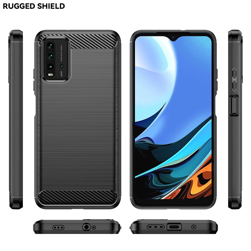 For Redmi 9T Case Cover Xiaomi Redmi 9T 9 T Capas Shockproof Armor Phone Bumper Carbon Fibre Back TPU Soft Cover Redmi 9T Fundas