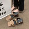 Fashion Women Slippers  Sandals Square Toe Shoes Summer 2025 New Dress Elegant Open Toe Pumps Woman Trend Flip Flops