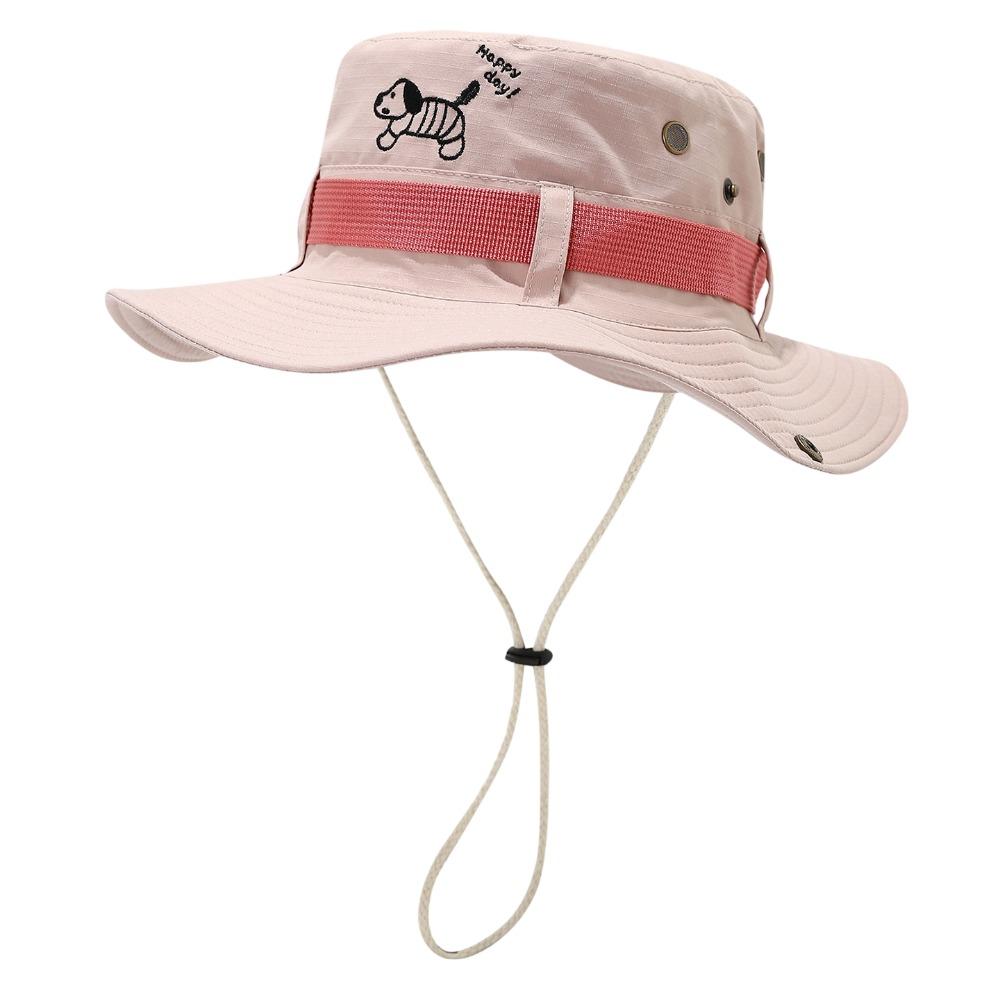 

Foldable Summer Ladies Sun Hat with Drawstring Wide Brim Fisherman Hat UV Protection Windproof Western Cowboy Hat розовый