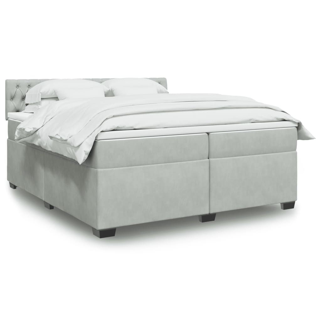 Vidaxl Letto Continentale Con Materasso, Grigio Chiaro, Velluto, 200X200Cm