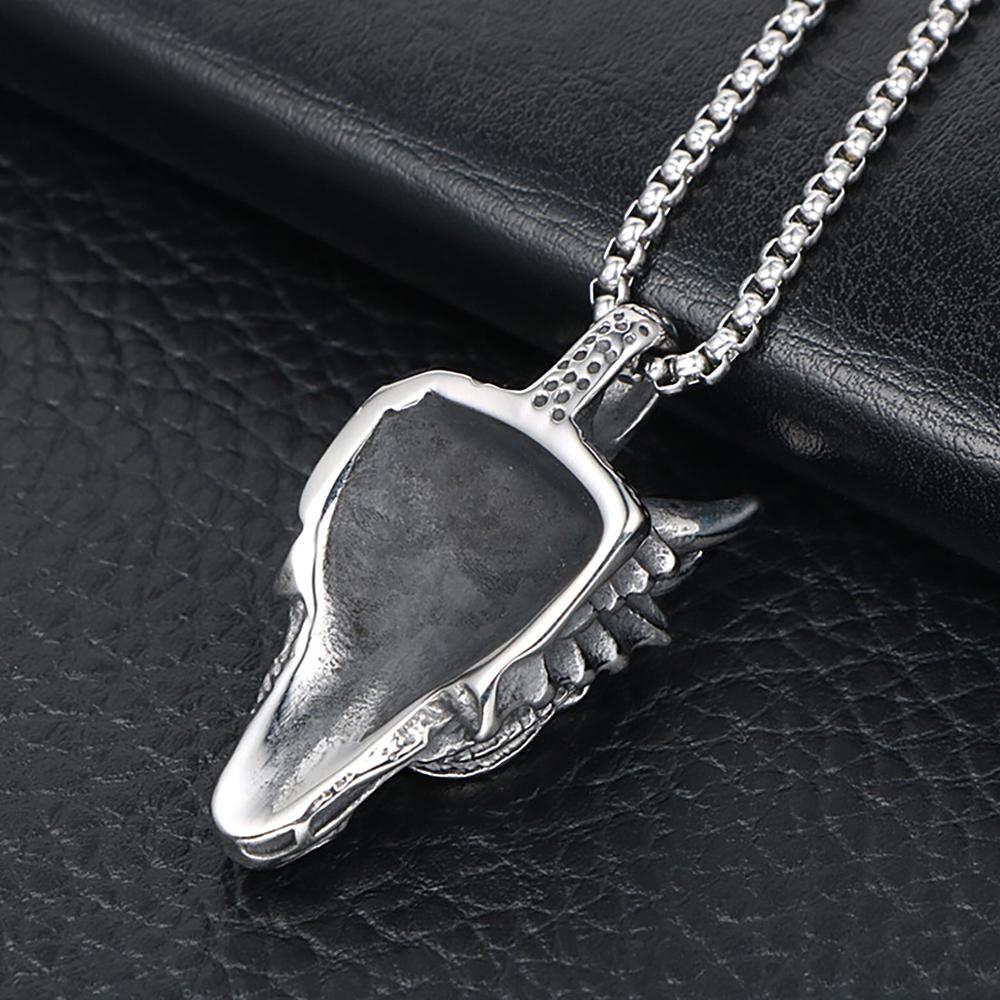 Collane Pendente Testa di Drago in Acciaio Inossidabile Punk Vintage per Uomo Biker Animale Dominante Collana Gioielli Amuleto alla Moda Regalo