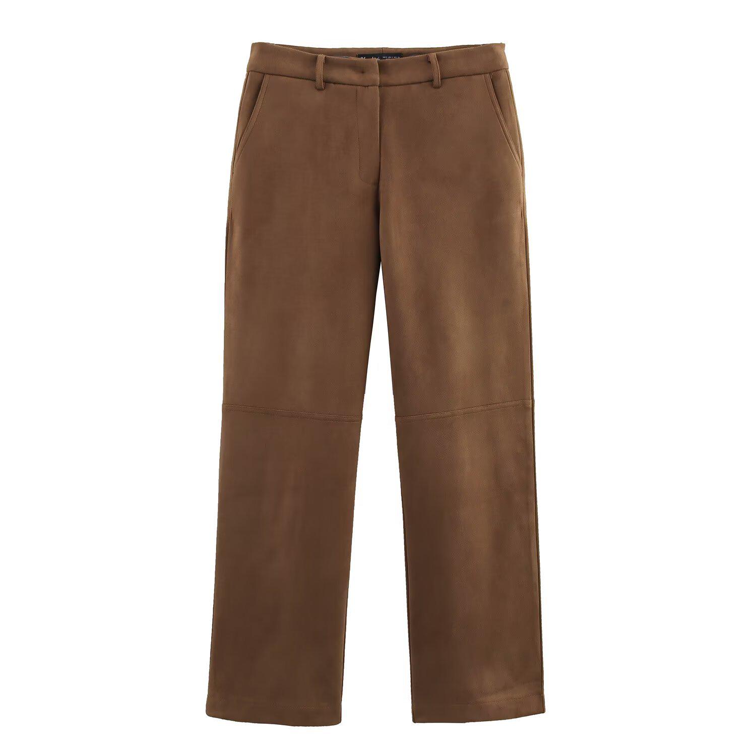 

Женский костюм из замшевой ткани на весну 2025 года – комплект пиджака и брюк в европейском и американском стиле Large