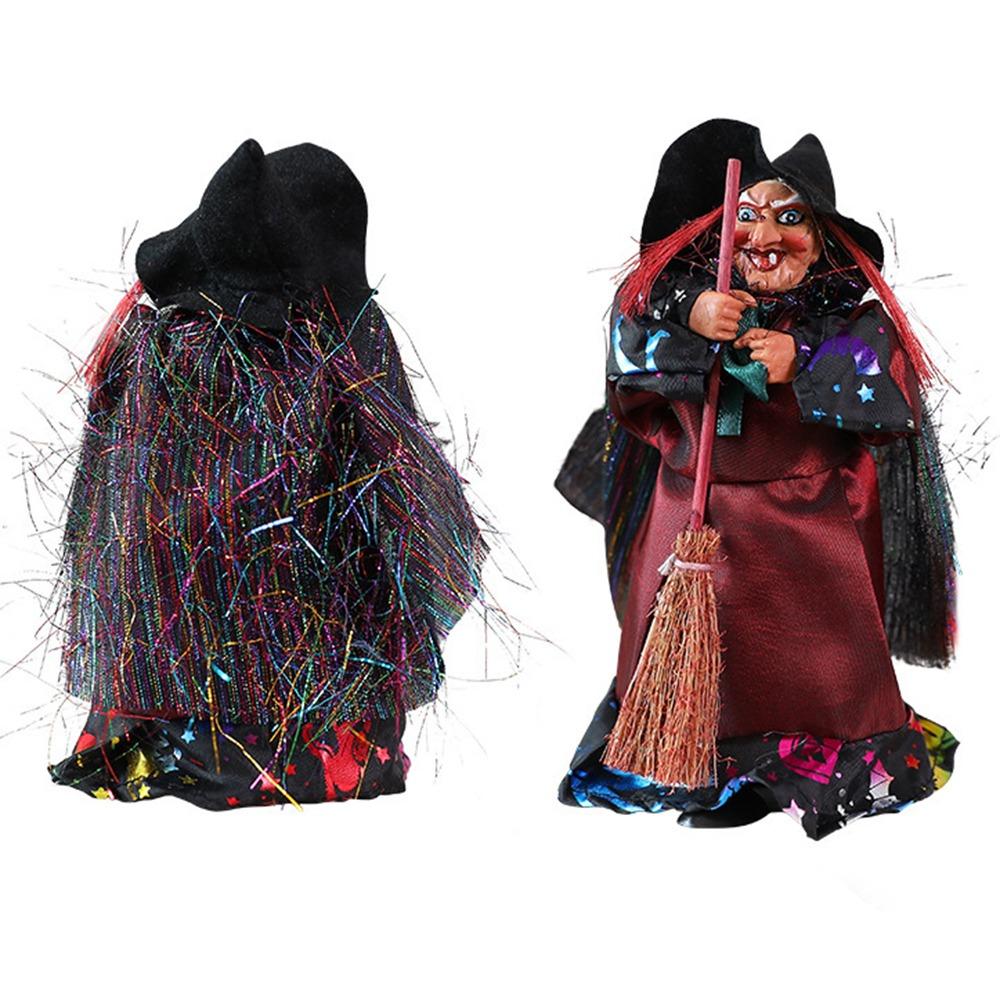 Creative Broomstick Witch Statues Funny Witch Figurines  Haunted House Decorations