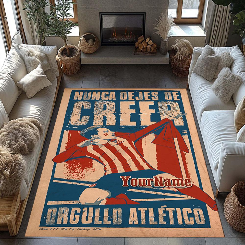 Atletico Madrid Customizable Name Floor Rug Office Rug Perfect for Outdoor Entryway Dormitory Decorate room Antislip Carpet Decorate Offices