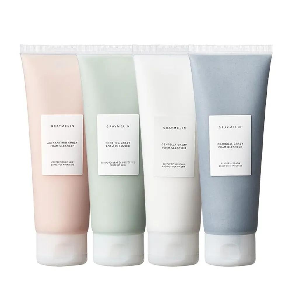 Crazy Foam Cleanser 150ml 4-Piece Set Centella, herbal tea, astaxanthin, charcoal