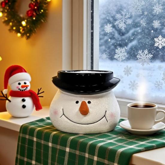 Christmas Snowman Planter Pot Santa Claus Head Resin Succulents Herb Plants Flower Pot Home Balcony Garden Decoration