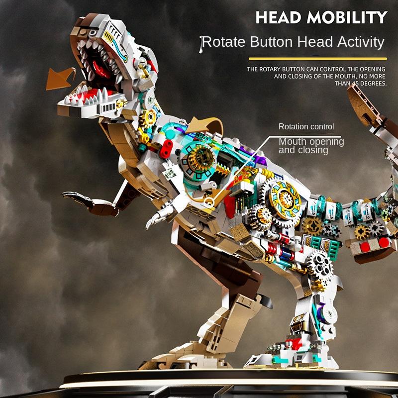 Semi-Mechanisches Dinosaurier-Baustein-Set Tyrannosaurus Triceratops Modellspielzeug für Jungen