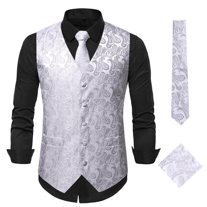 

Чоловічі жилетки з вишивкою MAGLESON Осінь Нова мода Sun Flower Vest XXXL срібний/білий