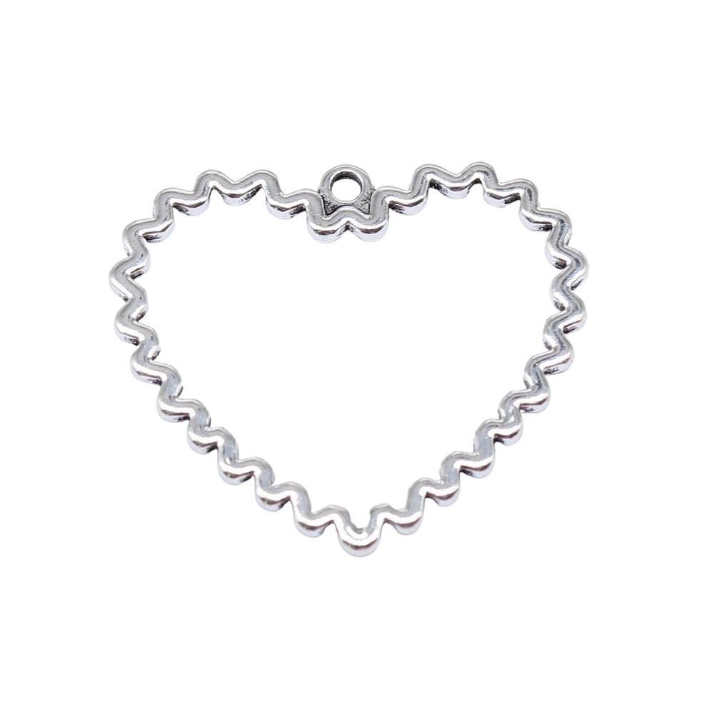 

10шт ажурная волна узор сердце шармы амулеты античное серебро цвет цинковый сплав 29X33mm