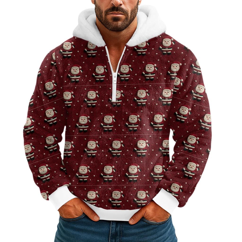 Herren Freizeit Halber Reißverschluss Kapuzenpullover Kapuze Lange Ärmel