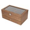 12 Slots Glasses Box Wooden Double Layer Glasses Display Case Box Organizer Decoration