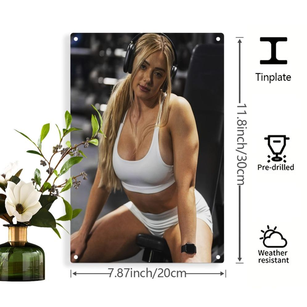 1PC Fitness Women Rest Metal Wall Art Weatherproof Iron Plaque Pre-Drilled Indoor Outdoor Home Garden Decor