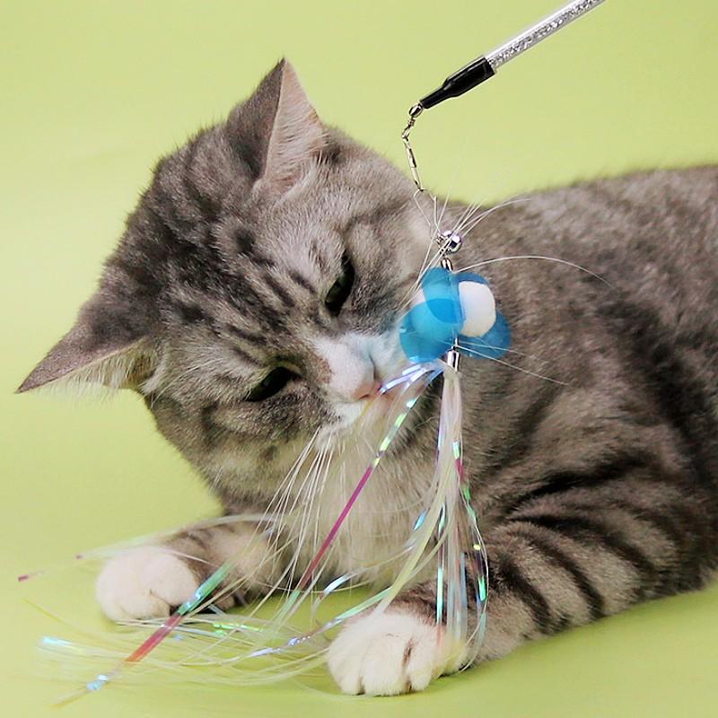 Cat Toy Feather Stick Cats Toy with Bell Butterfly Teaser Cat Toys Interactive Replaceable Feather Sticks Cats Toys Pet Products