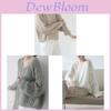 French Lazy Style Wool Blend Sweater With V Neck And Butterfly Knot For Casual Spring Wear