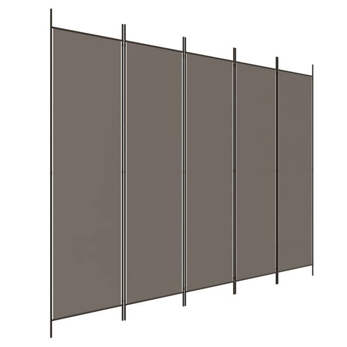 350204 vidaXL Cloison de séparation 5 panneaux Anthracite 250x220 cm Tissu
