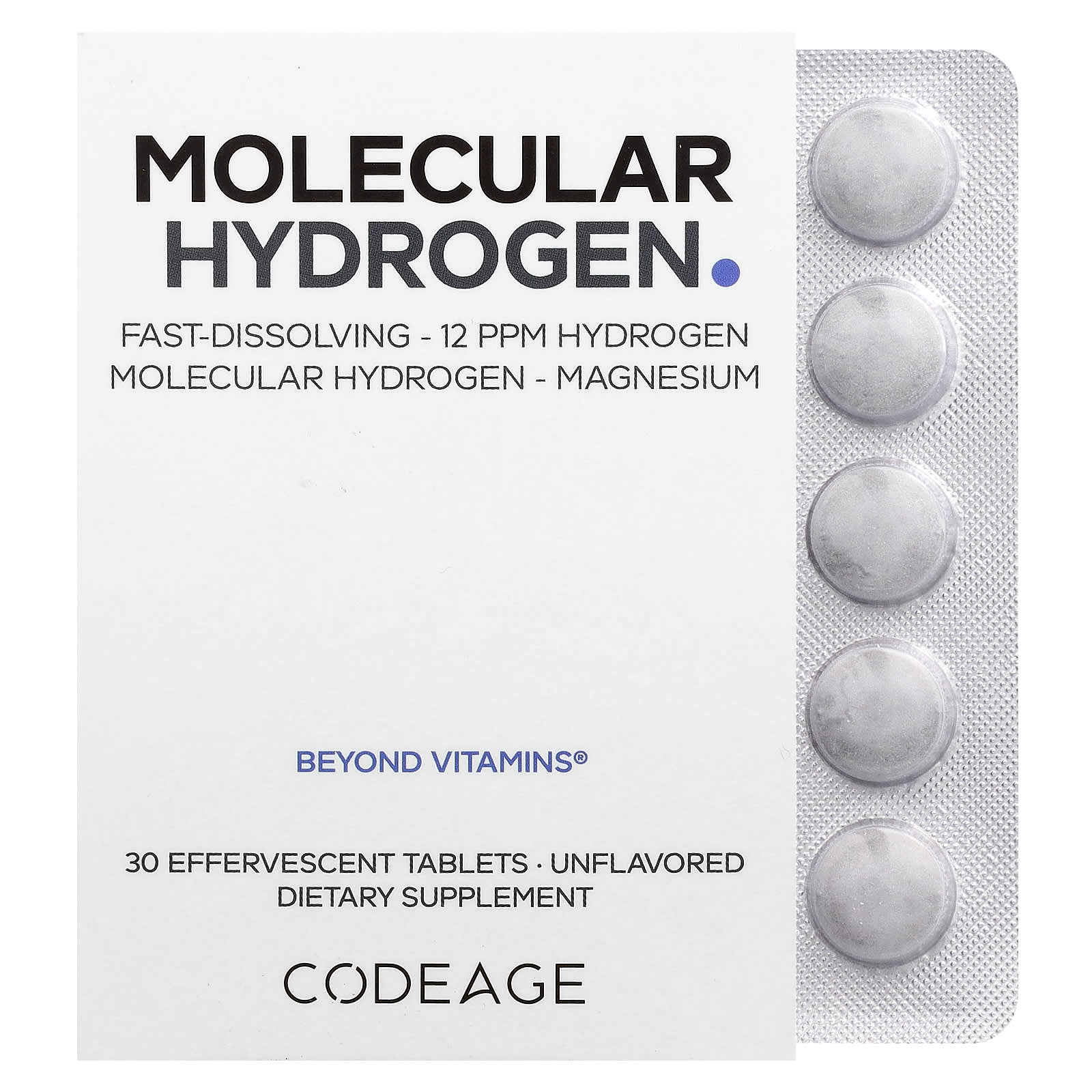 

Molecular Hydrogen, Unflavored, Effervescent Tablets 30 Tablets
