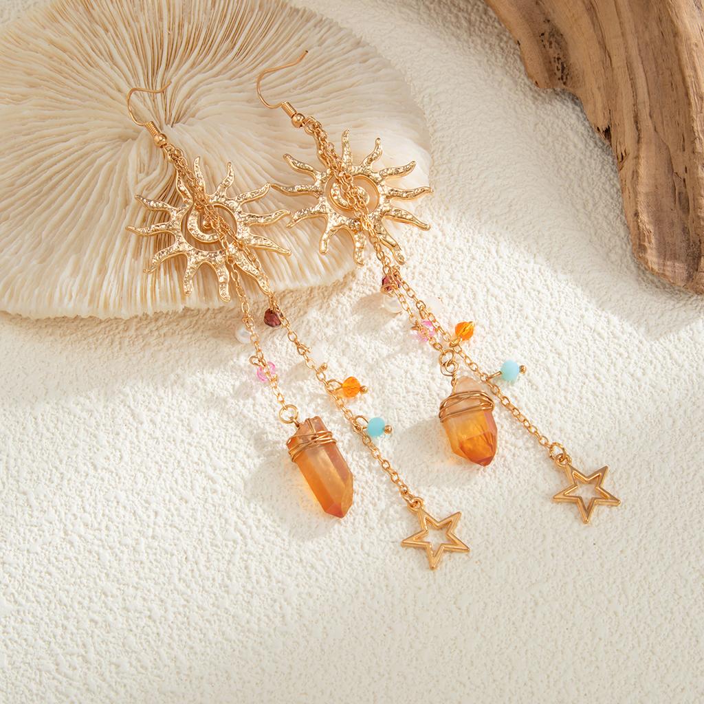 Boho Ozean Stil Quallen Seestern Jakobsmuschel Quaste Ohrringe Urlaub Silber Gold Farbe Imitationsperlen Kristall Lange Ohrringe Sommer Strand Schmuck Y2K