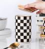 Kitchen Organizer and Storage Container, Ceramic Storage Jar, Wooden Lid, Sealed Jar, Food Storage Containers, Metal Rack
