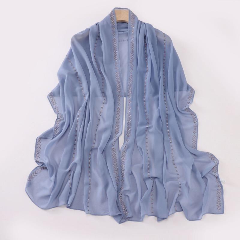 Neuer langer Perlen-Chiffon-Schal mit Strasssteinen Ethnisch für Damen S