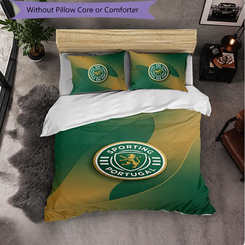 Biancheria da Letto a Tema Sporting CP FC Set 3 Pezzi Copripiumino Biancheria da Letto Decorativa per Camera Adolescenti Decorazione Casa