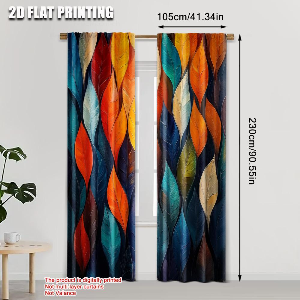 2pcs, Curtains&Window Treatment 2D print Abstract Leaf Versatile Durable Polyester (without rod) Decorations Clearance Ldeal for
