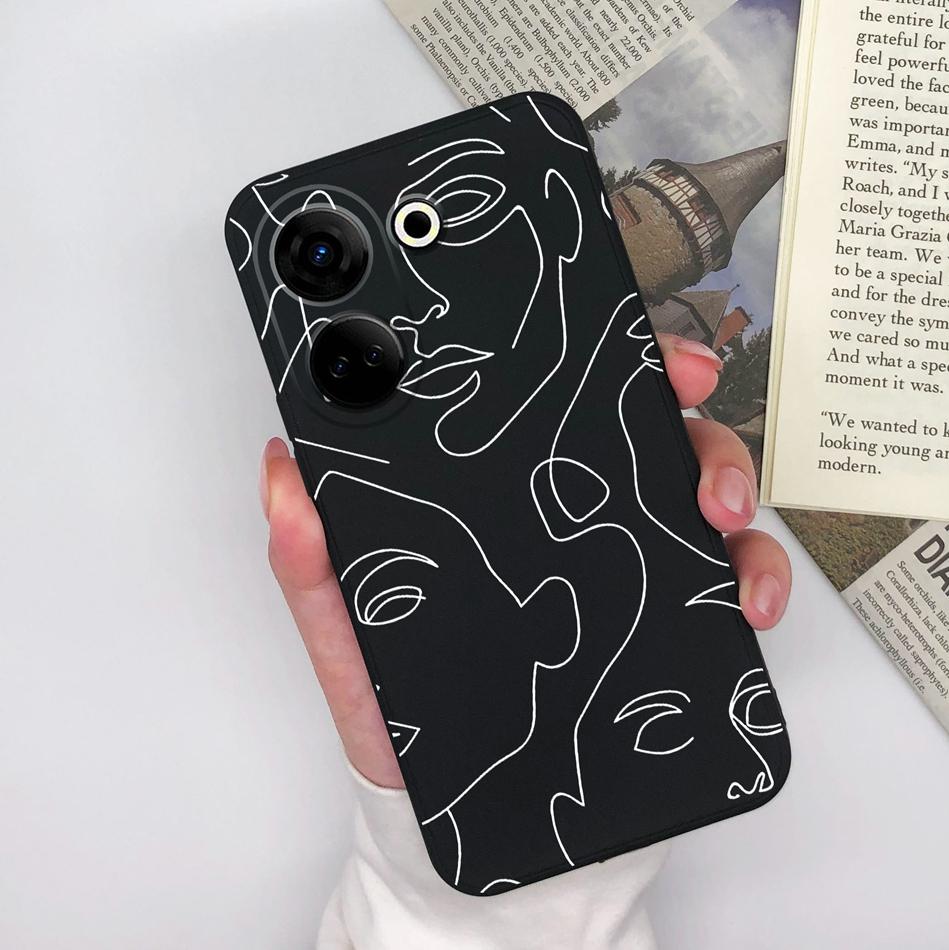 For Tecno Camon 20 Pro 4G 5G Phone Cases Cute Design Matte Silicone Shockproof Black Cover For Tecno Camon20 20Pro Bumper Capa