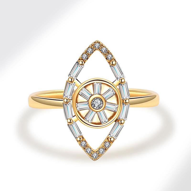 Fashion Micro Paved Zircon Evil Eye Spinner Ring Stress Relief Rotating Jewelry For Women Elegant Design Accessory