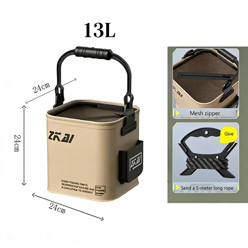 8L/13L Multifunction Folding Fishing Bucket With Ergonomic Handle Bucket Waterproof Outdoor Camping Bucket Fishing Accessories