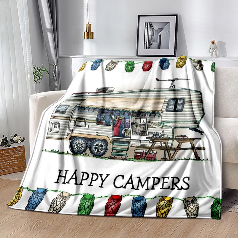 Camper Life Adventure Blankets Are Suitable for Living Rooms,making Them an Ideal Choice for Outdoor Travel and Gifts.