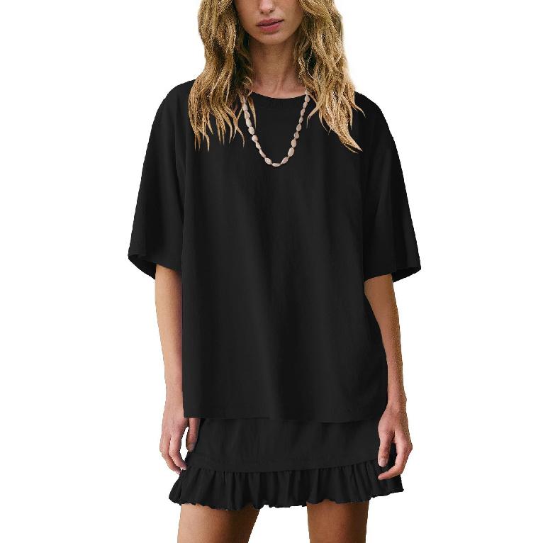 2026 Summer New Fashion Casual Suit Solid Color Loose Sleepwear for Women S чёрный