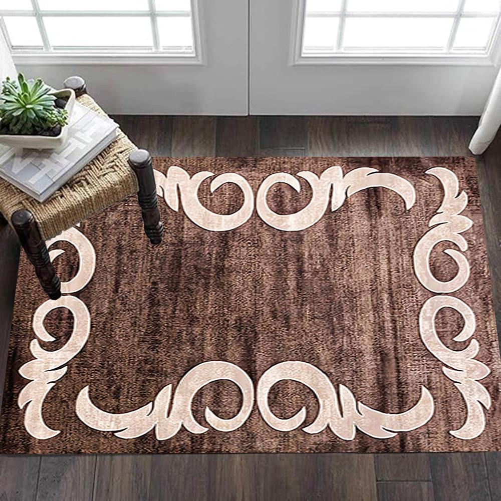 Wooden Wall Paneling Texture Decoration,Carpet,Living Room,Bedroom, Non-slip,Square rug