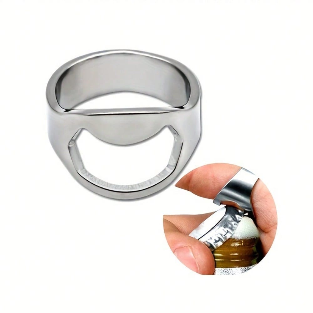 1pcs Stainless Steel Ring Bottle Opener, A Creative Ring Soda Beer Bottle Opener, A Portable Beverage Opening Tool - Durable And Easy To Use