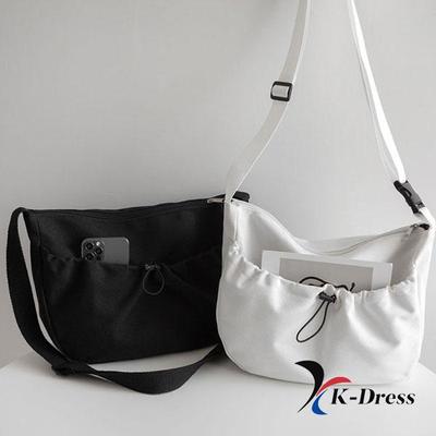 String Pocket Canvas Crossbody Bag (2 Colors)