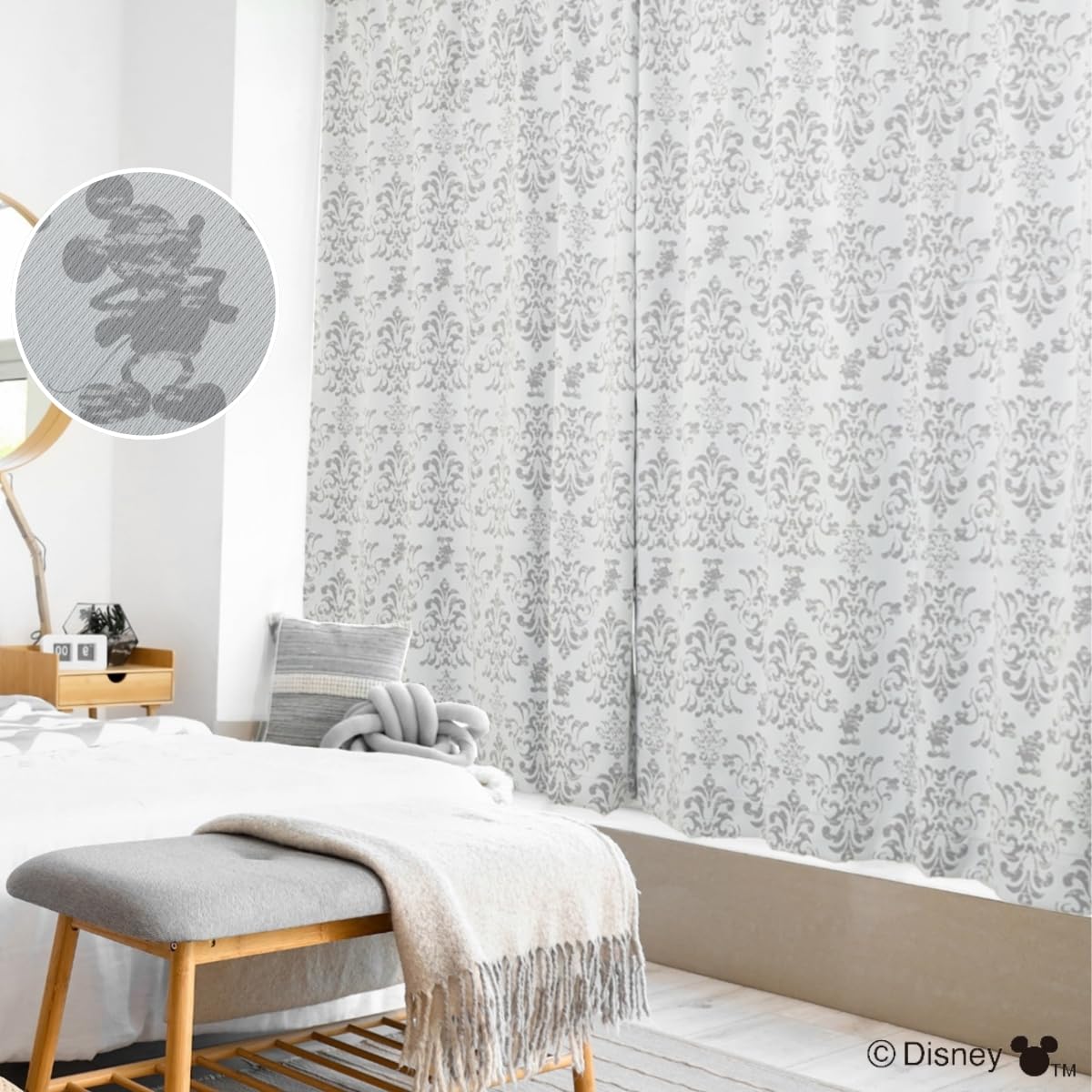 

Дисней в силуэте Микки Блэкаут Набор из 100см ширины x 215см 13 размеров УФ с Микки Дисней (Сделано в Японии) Шторы, 2, Длинные, В наличии, Утепленные, серый