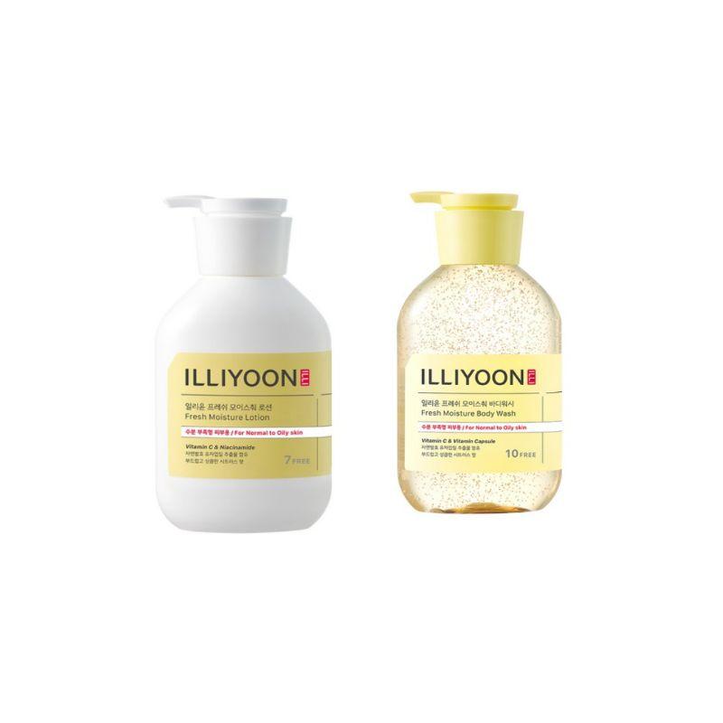 Illiyoon Fresh Moisture Body Wash 500ml and Lotion 350ml Citrus Scent Refreshing Hydrating Body Care Set