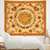 Boho Sun and Moon Yellow Tapestry for Bedroom, Vintage Indie Hippie Orange Wall Tapestries, Nature Sunflower Blanket Cute Wall