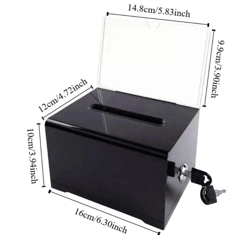Plastic Container With Lock And Sign Holder Suggestion Box Acrylic Solid Ballot Box Durable Tip Jar Voting