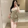 Beautiful yarn new pure desire wind suspender shorts pajama set sexy Xiaofei cuff chest pad suspender loungewear women