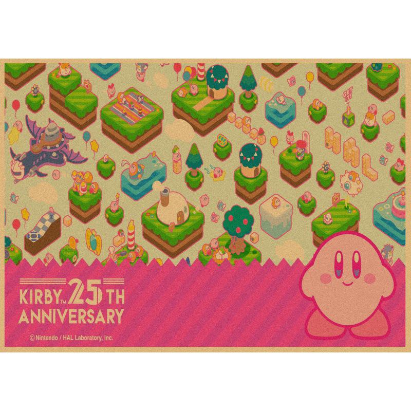 Kirby Retro Japanese Anime Poster - Cartoon Kraft Paper Wall Art