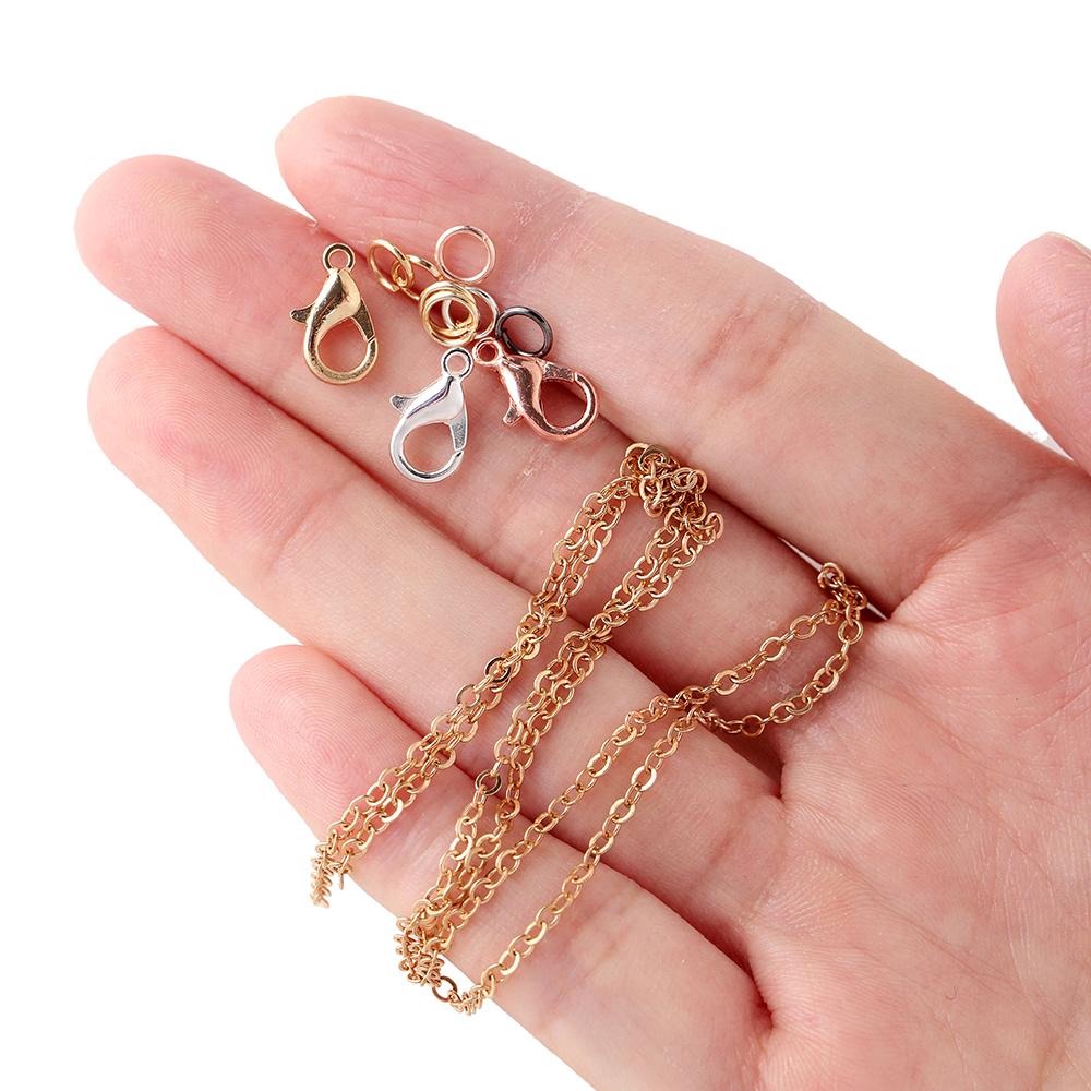 1Set 3m Iron Cable Chain Bulk Chains Link Chain with Lobster Clasps Jump Rings for DIY Necklace Bracelet Jewelry Making Sets