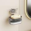 Bathroom Suction Cup Soap Holder Butterfly Design Double Layer Soap Box Drainage Water No Drilling Soap Storage Shelf